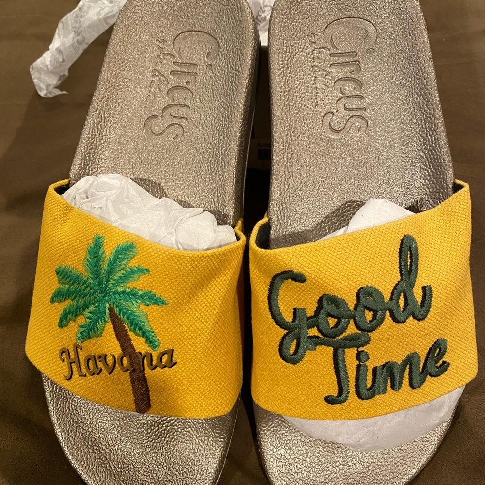Brand new canvas slide on sandals